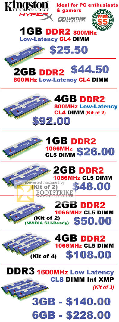 PC Show 2009 price list image brochure of Kingston HyperX DDR2 DDR3 Memory