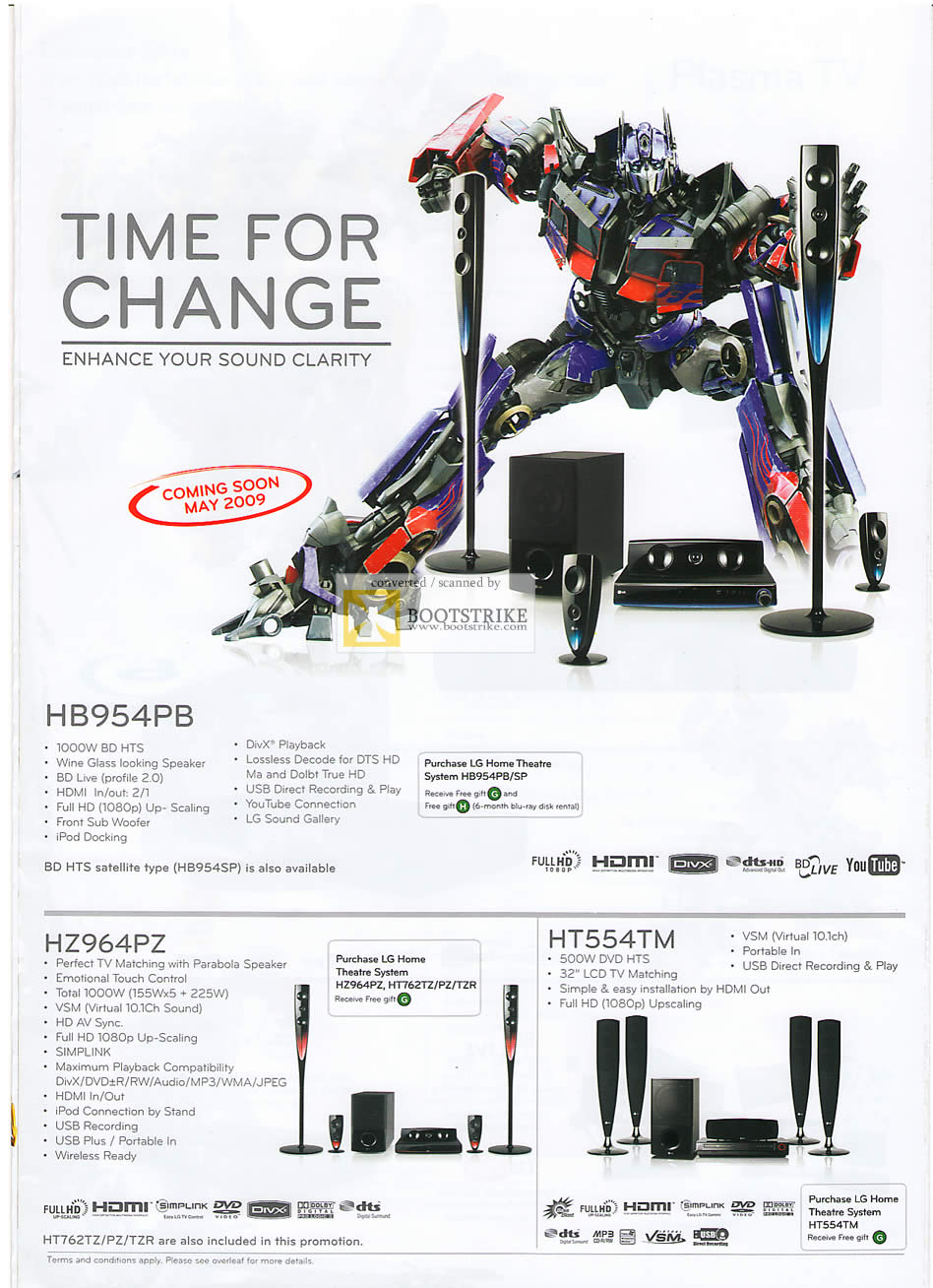 PC Show 2009 price list image brochure of LG Home Theatre System HB954PB HZ964PZ HT554TM