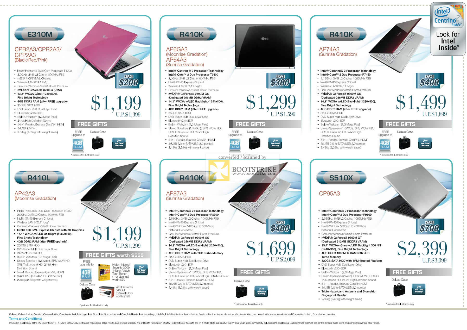 PC Show 2009 price list image brochure of LG Notebooks E310M R410K S510X R410L