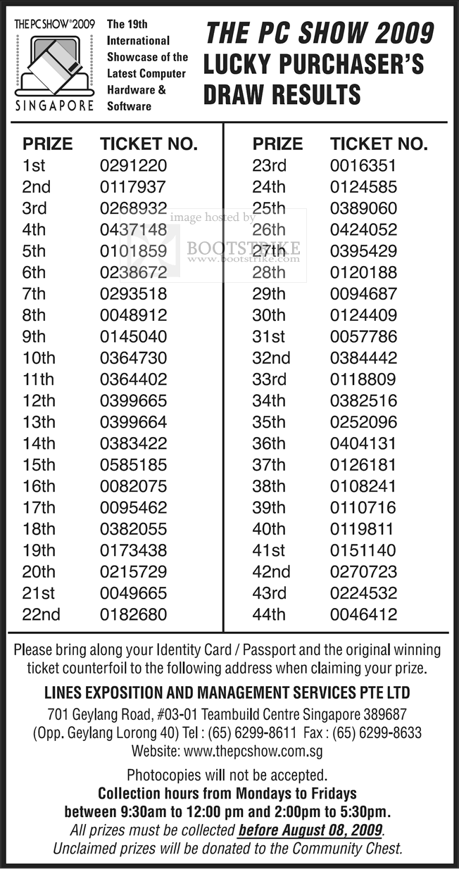 PC Show 2009 price list image brochure of Lucky Draw Results