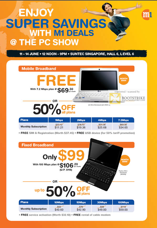 PC Show 2009 price list image brochure of M1 Mobile Broadband Fixed Broadband