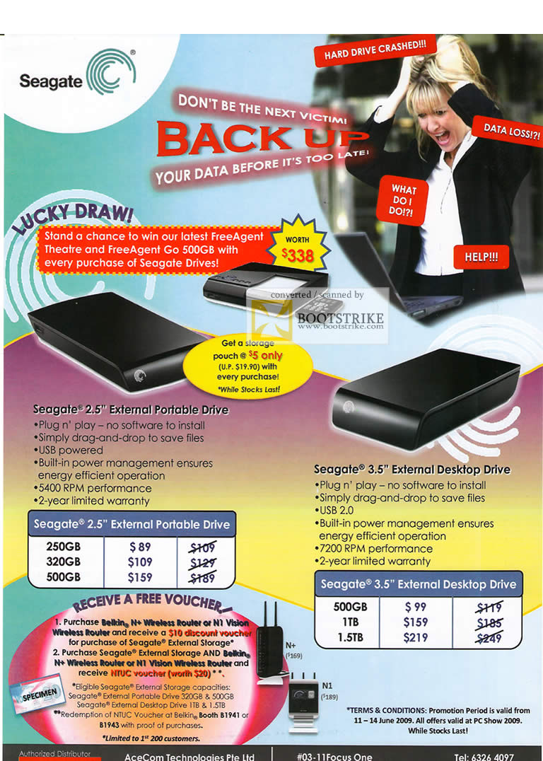 PC Show 2009 price list image brochure of Seagate External Portable Drive Desktop AceCom