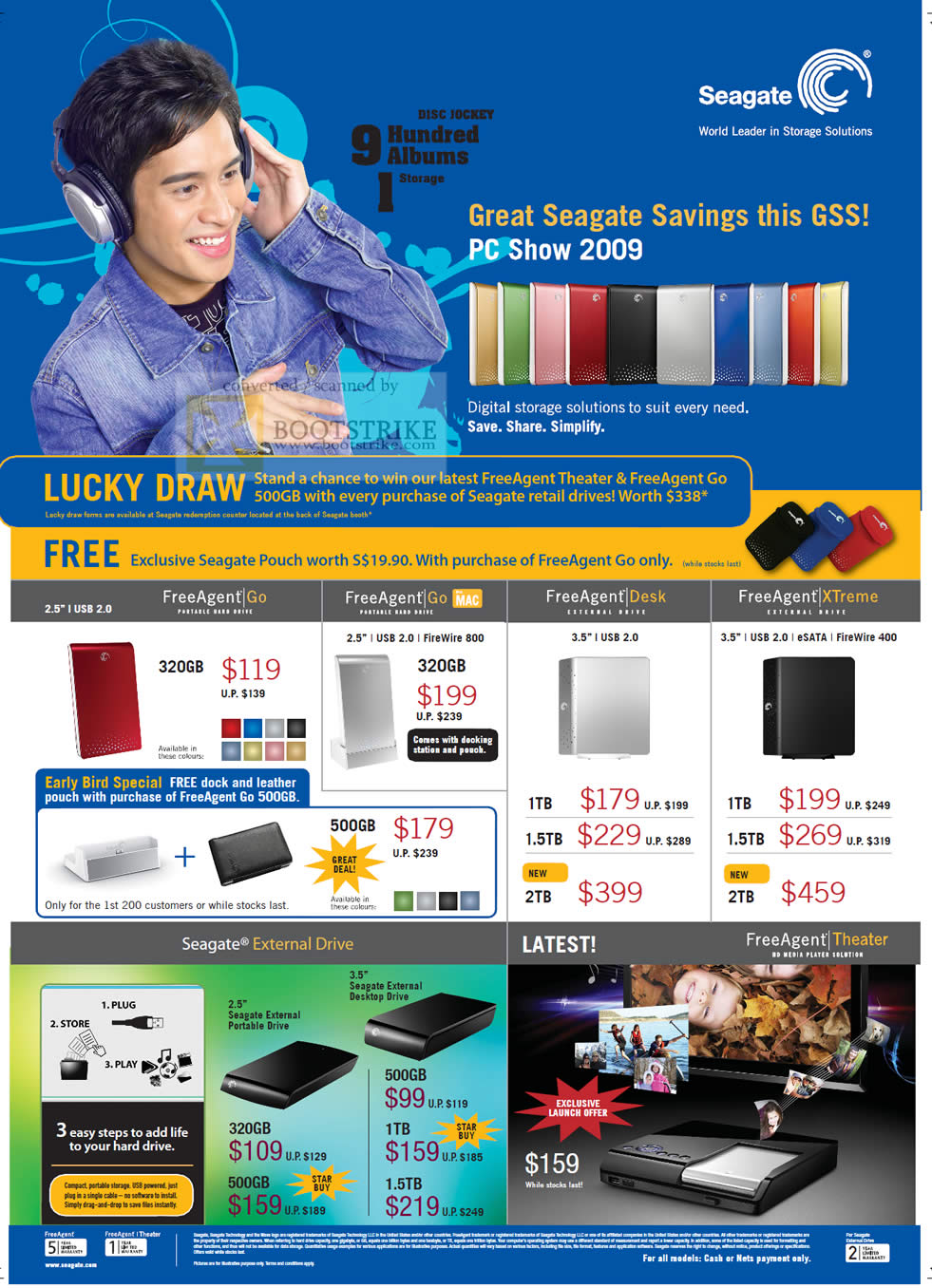 PC Show 2009 price list image brochure of Seagate FreeAgent Go Desk XTreme External Drive Theater