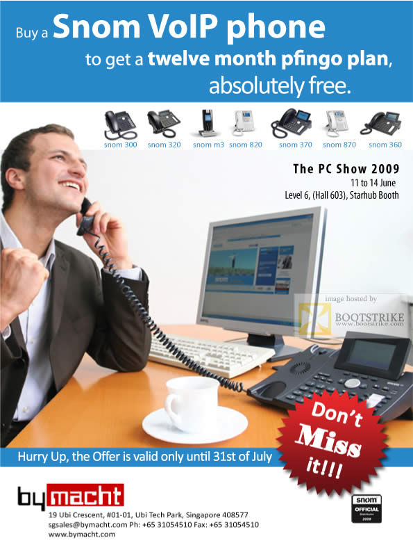 PC Show 2009 price list image brochure of Snom VoIP Phone Pfingo Bymacht