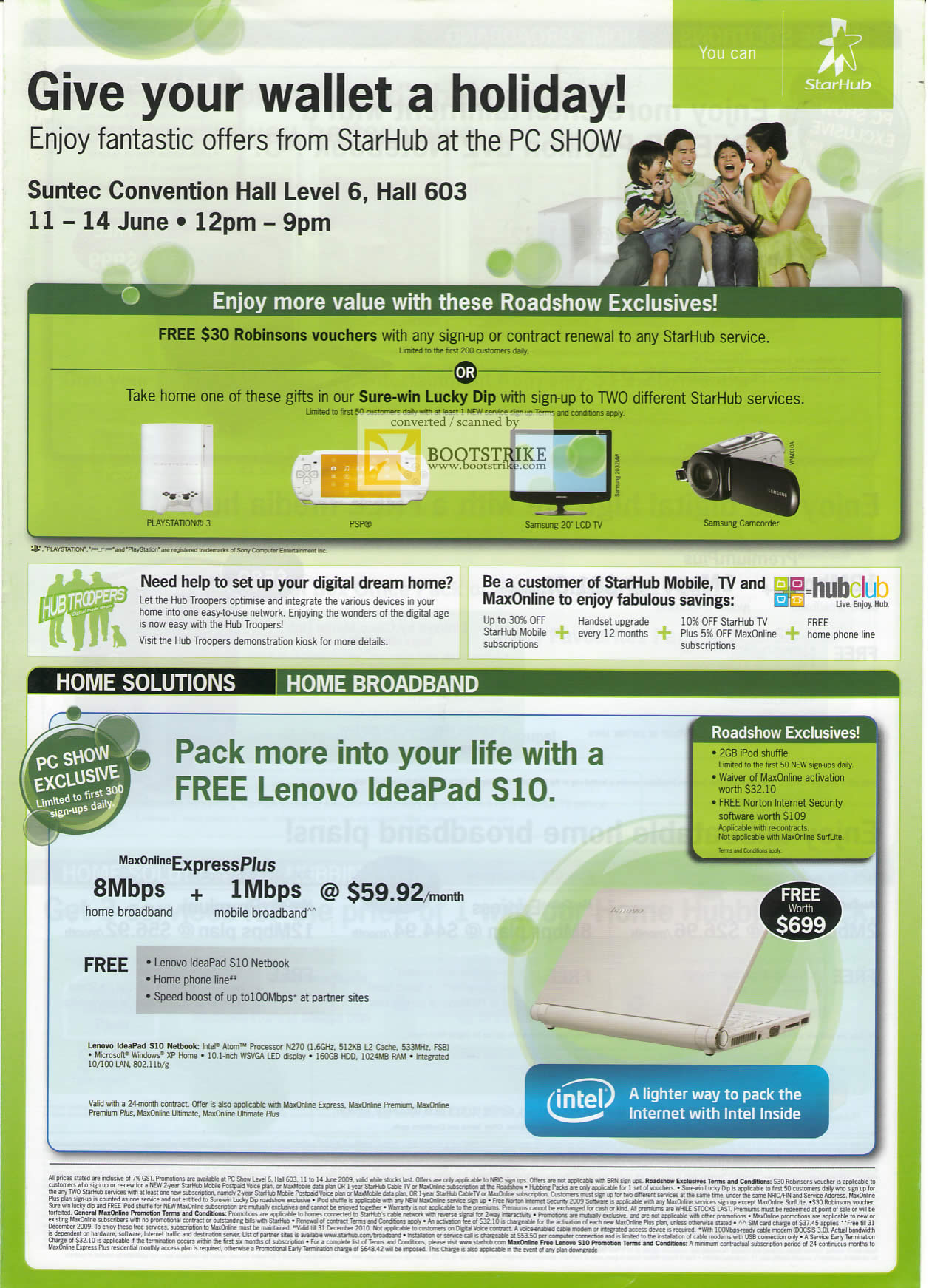 PC Show 2009 price list image brochure of Starhub Home Broadband Lenovo Ideapad S10