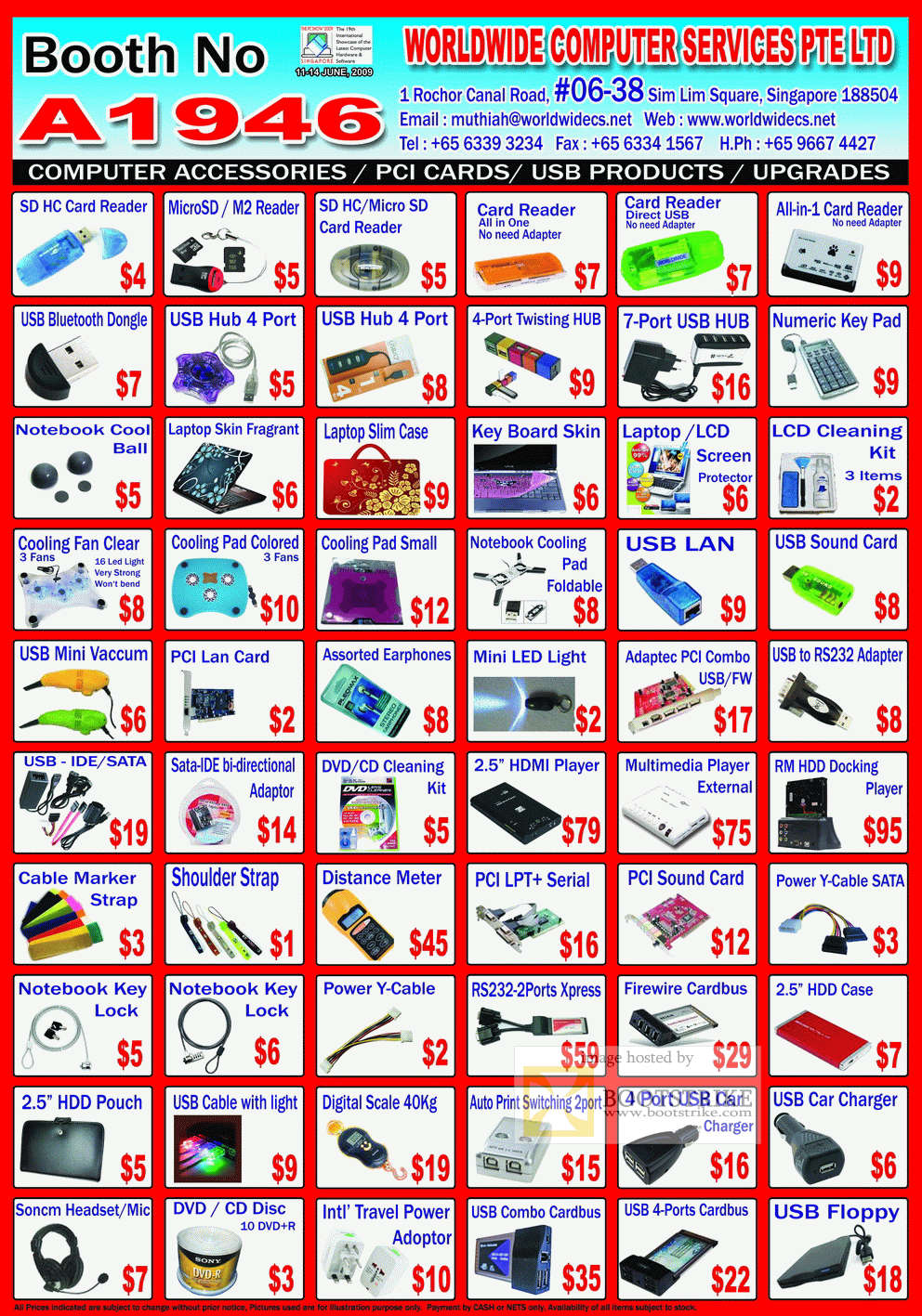 PC Show 2009 price list image brochure of Worldwide Computer Accessories Page 1