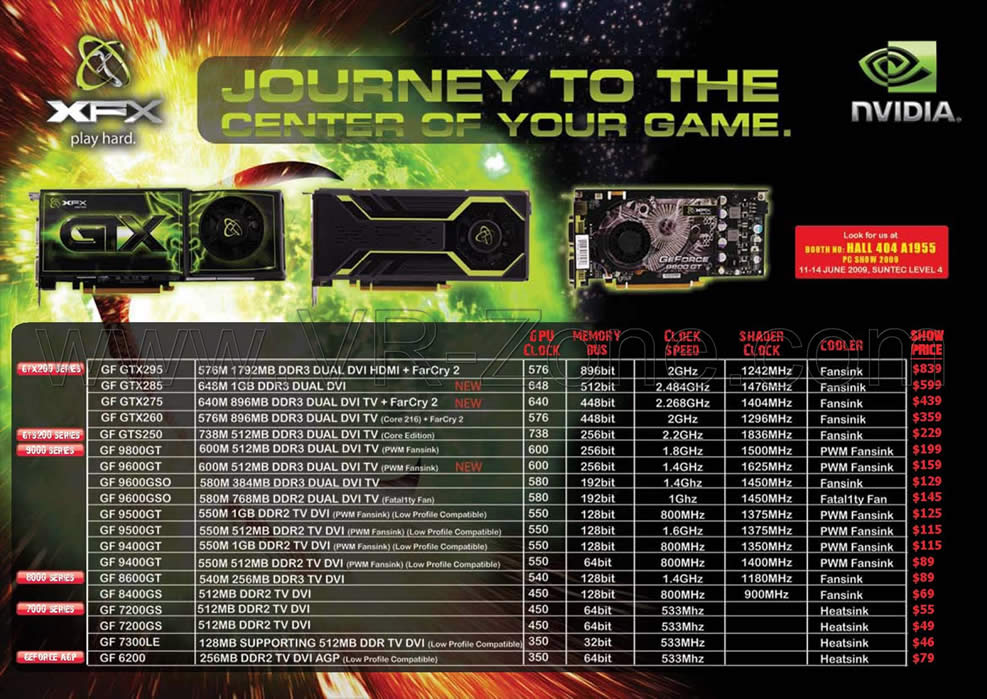 PC Show 2009 price list image brochure of XFX NVidia Graphic Cards