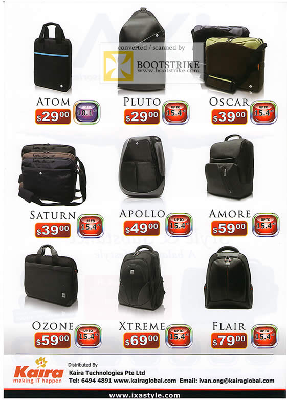 PC Show 2009 price list image brochure of IXA Notebook Bags Atom Pluto Oscar Saturn Apollo