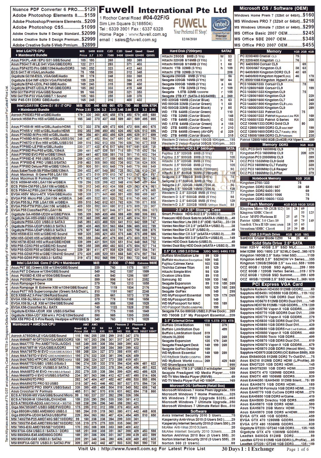 PC Show 2010 price list image brochure of 1 Fuwell FOR COMPARISON Motherboards HDD RAM SODIMM Flash Drive External Storage VGA Graphic Card Microsoft