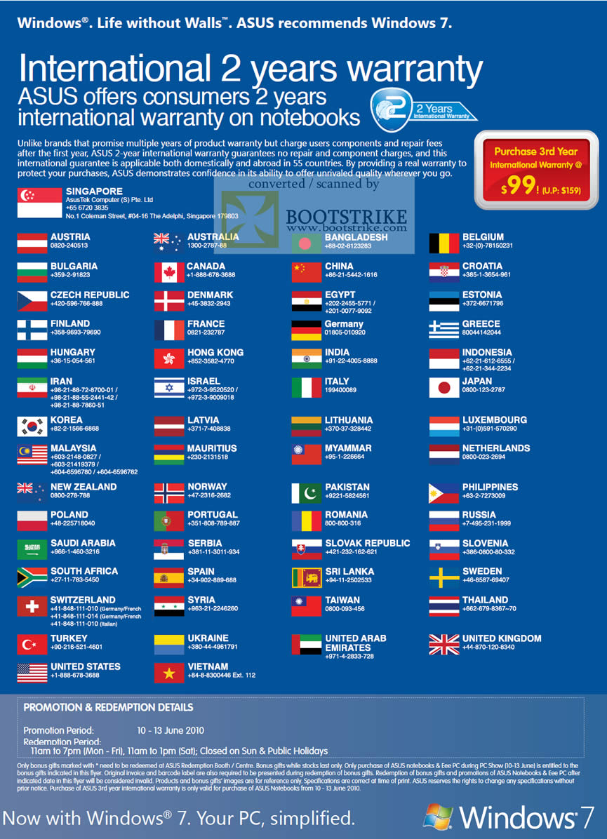 PC Show 2010 price list image brochure of ASUS International Two Years Warranty Redemption