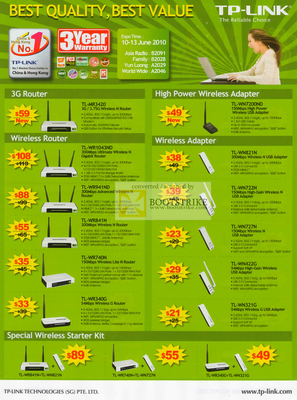 PC Show 2010 price list image brochure of Asia Radio TP Link 3G Router USB Adapter Wireless