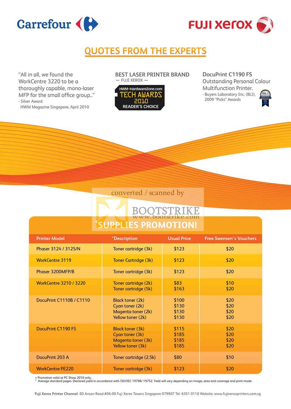 PC Show 2010 price list image brochure of Carrefour Fuji Xerox Toner Cartridges Supplies