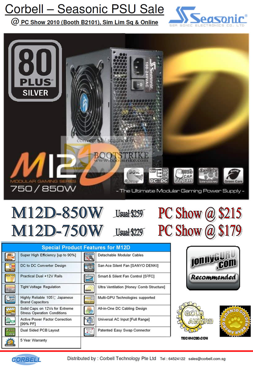 PC Show 2010 price list image brochure of Corbell Seasonic M12D 750W 850W Power Supply PSU