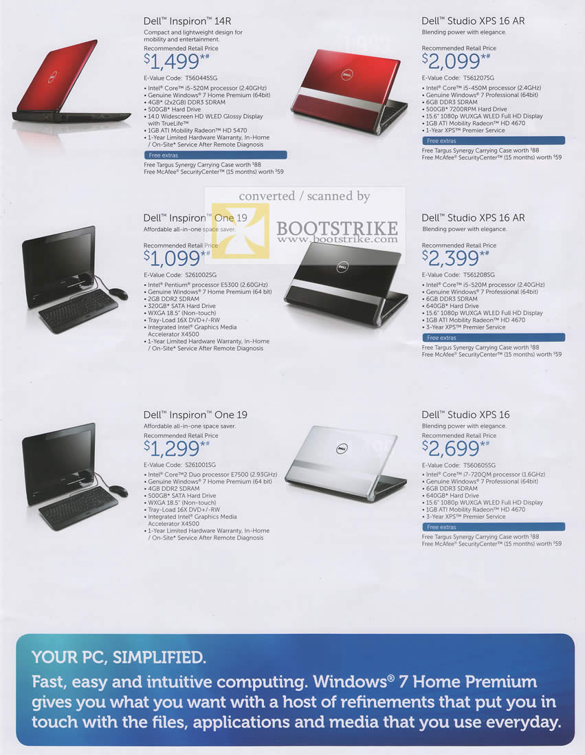 PC Show 2010 price list image brochure of Dell Inspiron Notebooks 14R XPS 16 AR One 19