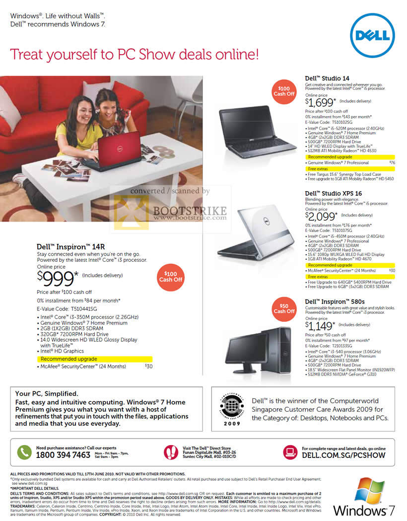 PC Show 2010 price list image brochure of Dell Notebooks Inspiron 14R Studio 14 XPS 16 580s