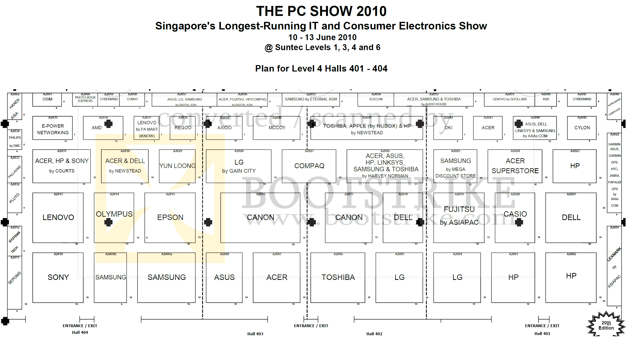 PC Show 2010 price list image brochure of PC Show 2010 Suntec 4th Level Floor Plan Map Exhibitors Brands