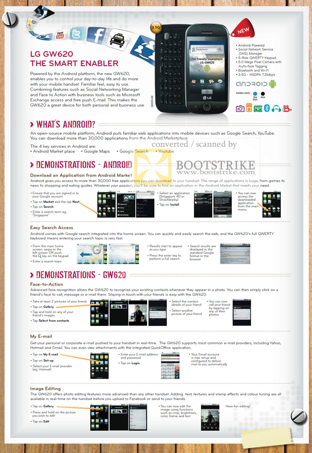 PC Show 2010 price list image brochure of LG GW620 Mobile Phone Google Android