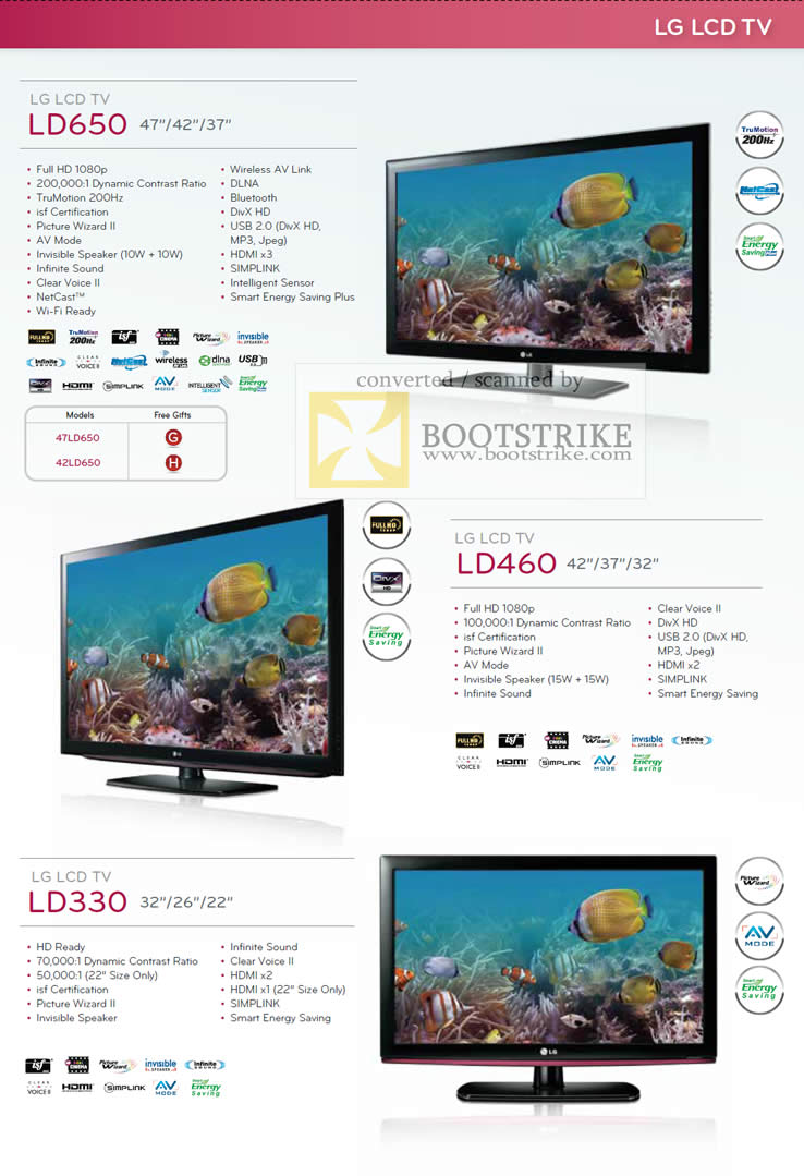 PC Show 2010 price list image brochure of LG LCD TV LD650 LD460 LD330