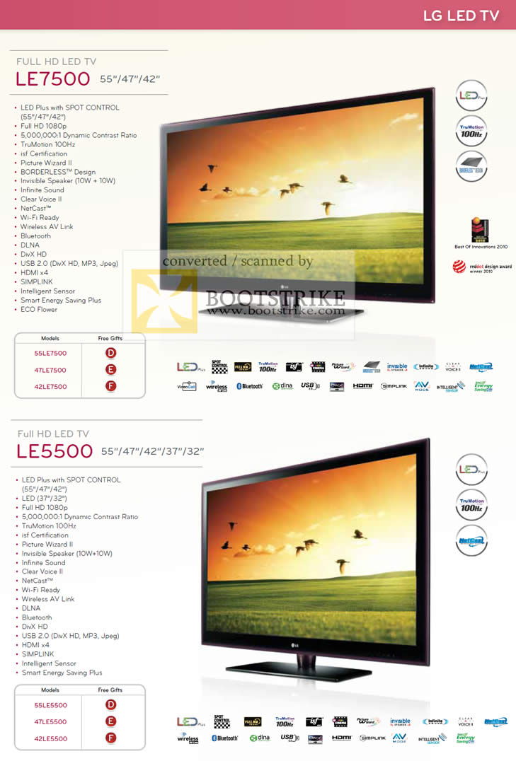 PC Show 2010 price list image brochure of LG LED TV LE7500 LE5500