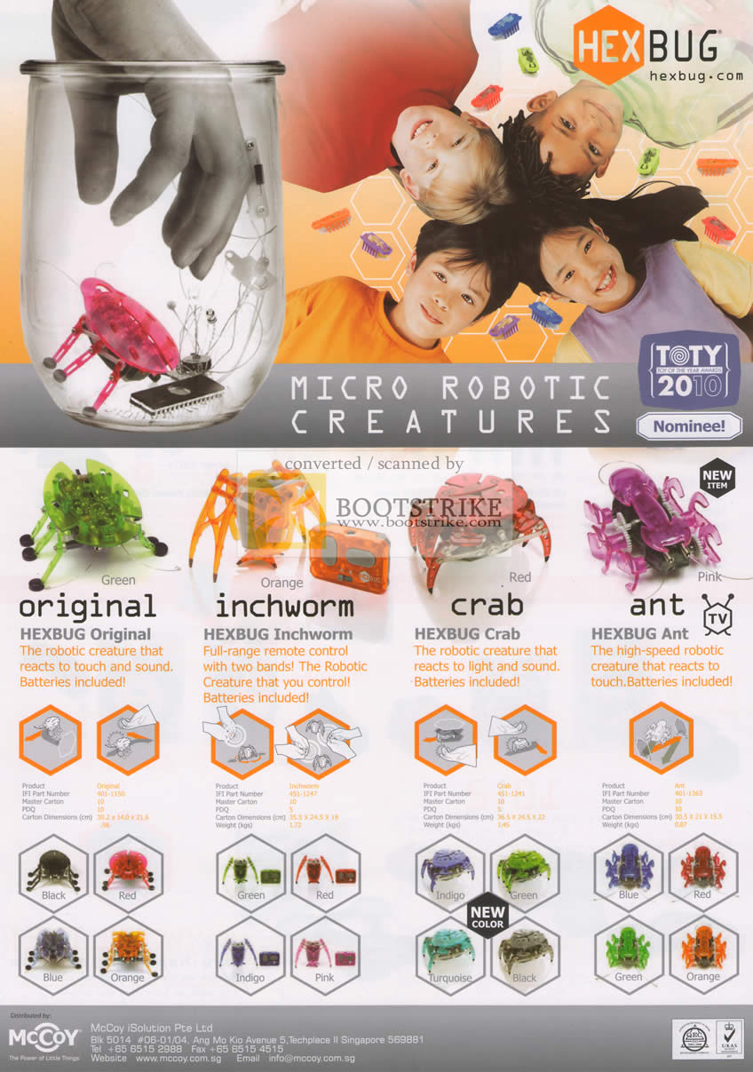 PC Show 2010 price list image brochure of Mccoy Hexbug Original Inchworm Crab Ant Micro Robotic Creatures