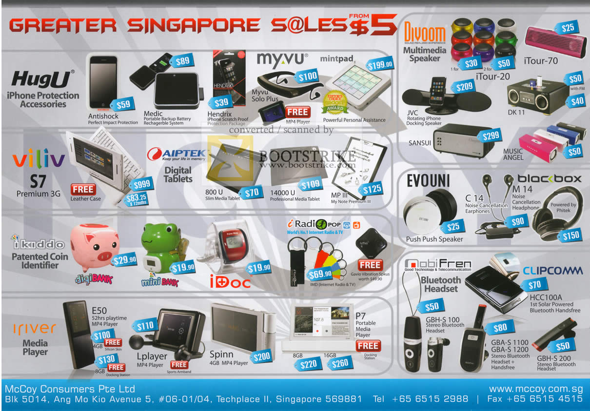 PC Show 2010 price list image brochure of Mccoy HugU Viliv Ikiddo IRiver Divoom Evouni MobiFren Cupcomm Bloc Box IRadioPop Myvu Aiptek IDoc