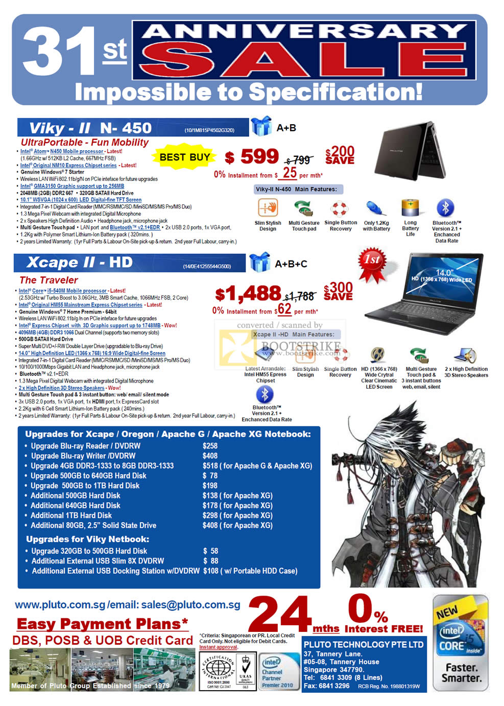 PC Show 2010 price list image brochure of Pluto Technology Notebooks Viky II N 450 Xcape II HD