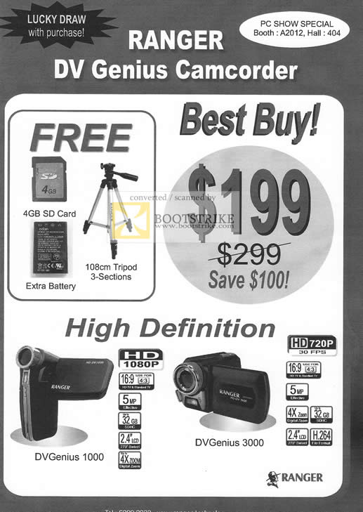 PC Show 2010 price list image brochure of Ranger DV Genius Video Camcorder 1000 3000