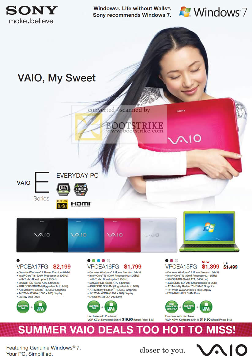 PC Show 2010 price list image brochure of Sony Vaio Notebooks E VPCEA17FG VPCEA16FG VPCEA15FG