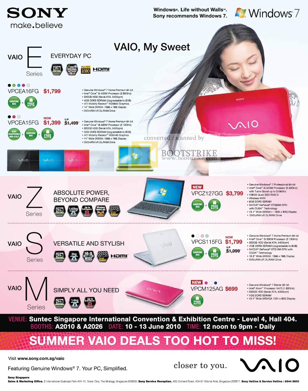 PC Show 2010 price list image brochure of Sony Vaio Notebooks Netbook VPCEA16FG VPCEA15FG VPCZ127GG VPCS115FG VPCM125AG