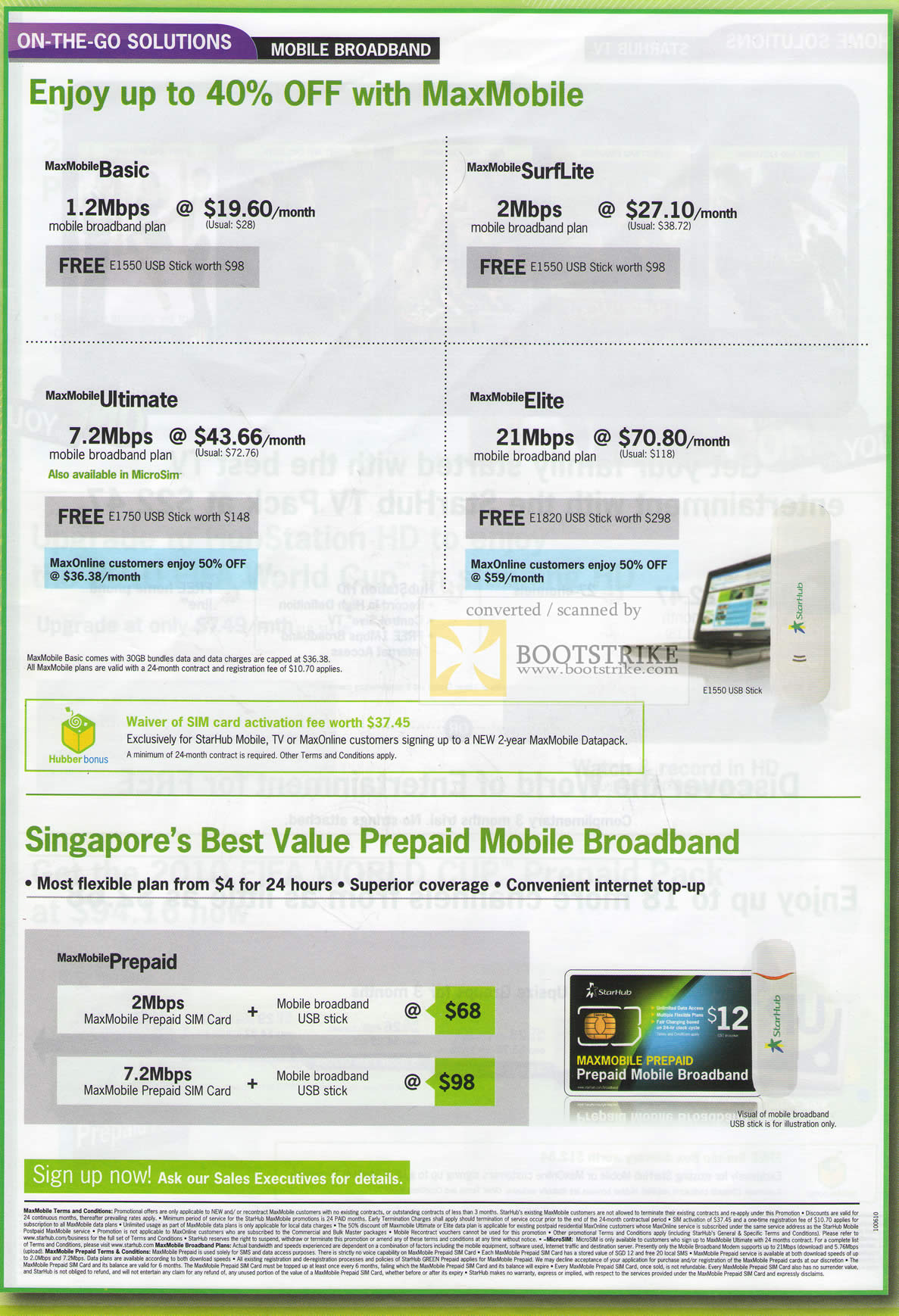 PC Show 2010 price list image brochure of Starhub MaxMobile Basic SurfLite Ultimate Elite Prepaid Mobile Broadband