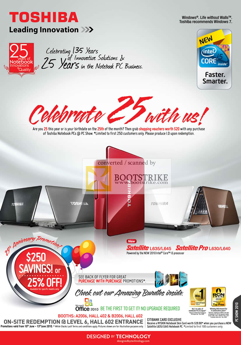 PC Show 2010 price list image brochure of Toshiba 25th Anniversary Promotion