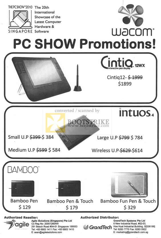 PC Show 2010 price list image brochure of Wacom Cintiq 12WX Cintiq12 Intuos Bamboo Pen Touch Fun