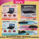 Gemini Portable DVD Player Slim Writer 9500 Live View Media Player P2000