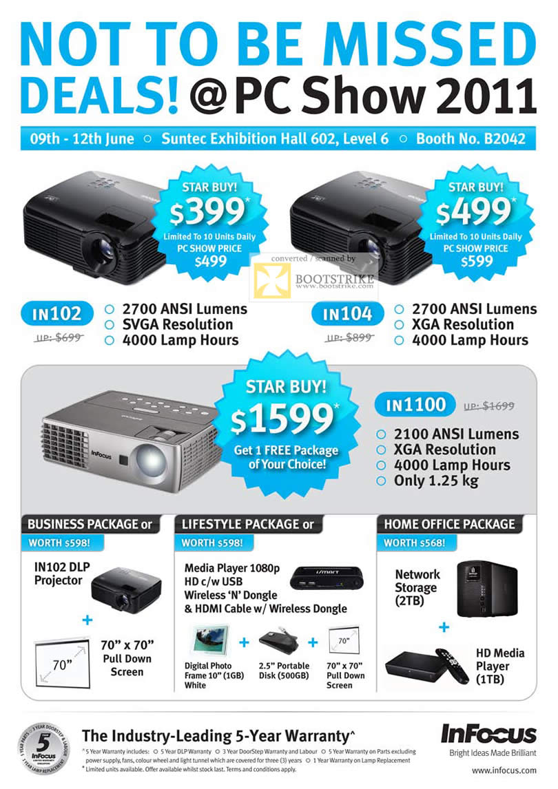 PC Show 2011 price list image brochure of AceCom InFocus Projectors IN102 IN104 IN1100