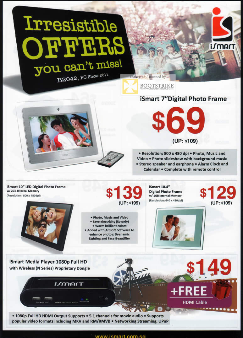 PC Show 2011 price list image brochure of AceCom ISmart Digital Photo Frame Media Player Wireless