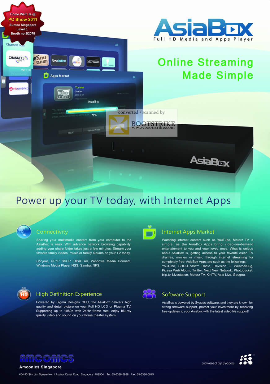 PC Show 2011 price list image brochure of Amconics AsiaBox Media Player Syabas