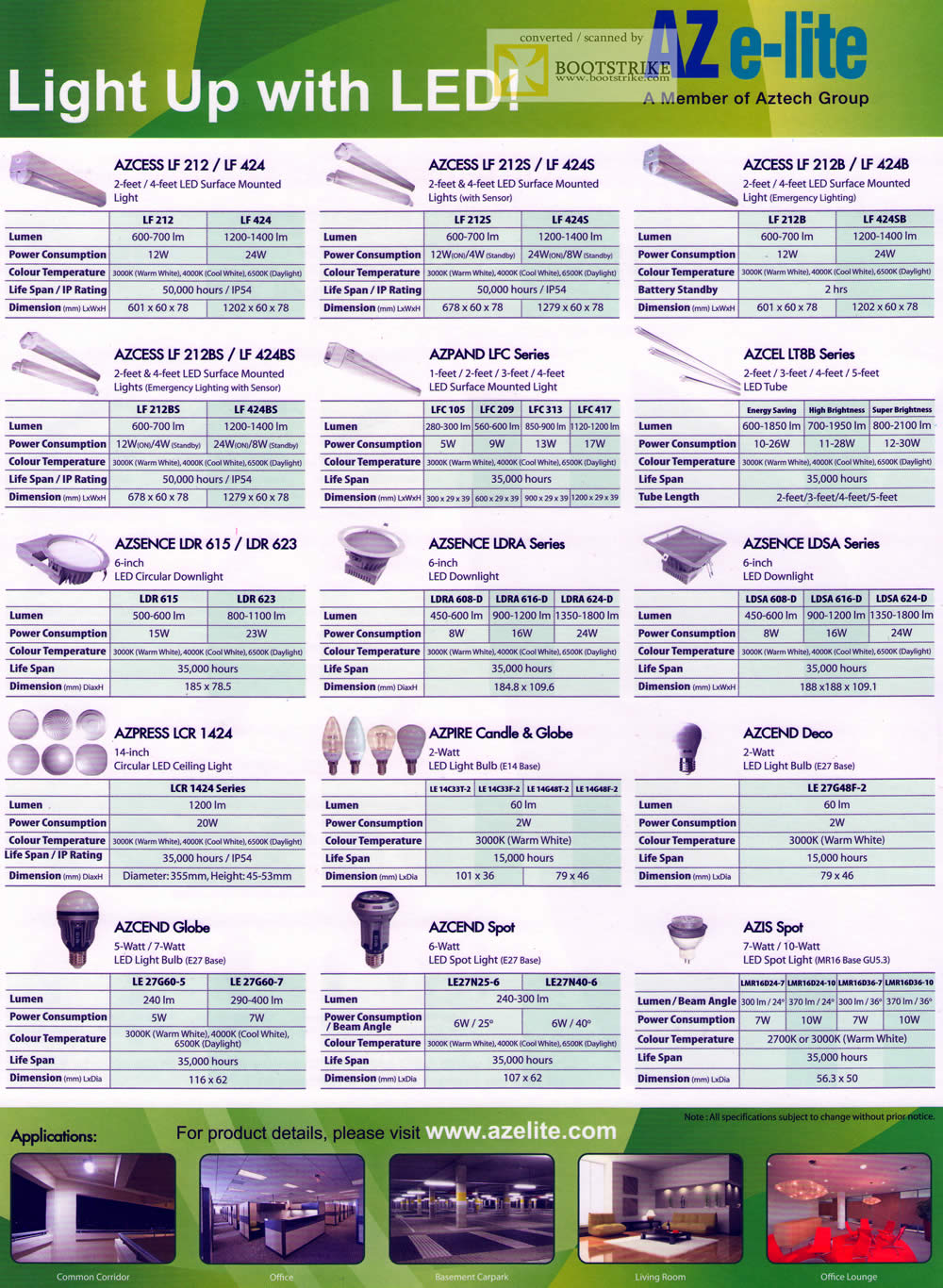 PC Show 2011 price list image brochure of Convergent Aztech AZ E-lite LED Lightings Specifications Azpire Azpress Azcend Azis Azcess Azpand Azcel Azence