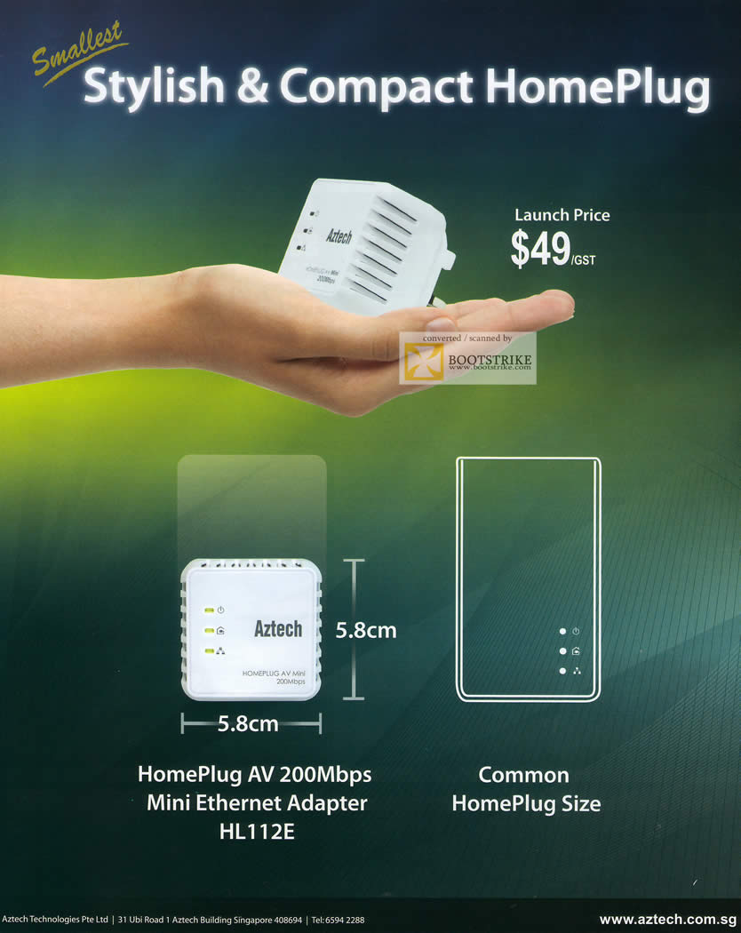 PC Show 2011 price list image brochure of Convergent Aztech Networking HomePlug AV 200Mbps HL112E