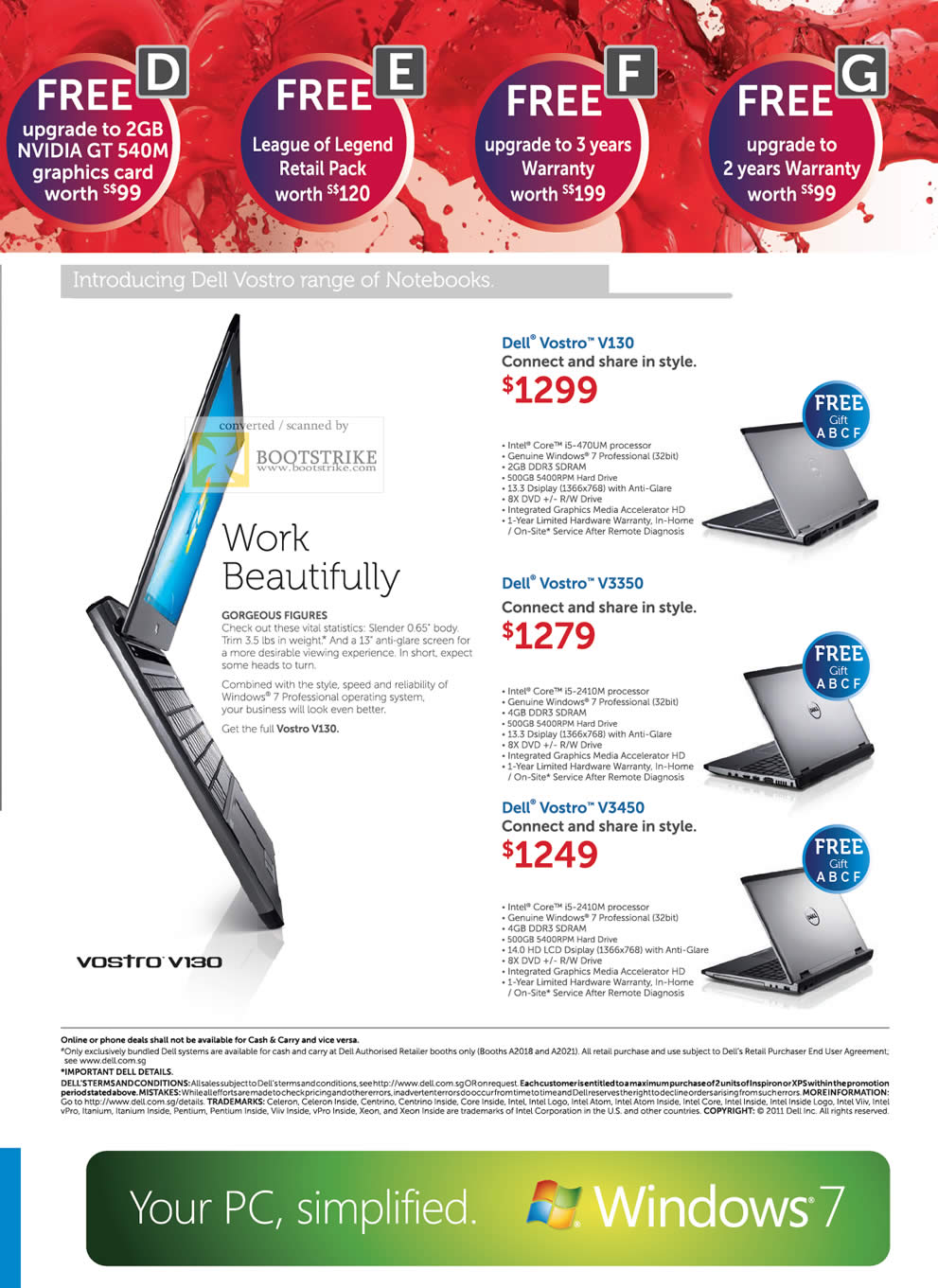 PC Show 2011 price list image brochure of Dell Notebooks Business Vostro V130 V3350 V3450