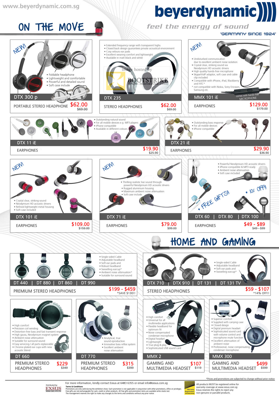 PC Show 2011 price list image brochure of EpiCentre Beyerdynamic Headphones Earphones Mic DTX 300 P 235 MMX 101 IE 11 21 DT DTX MMX 300 2 DT 660 770 440 880 860 990