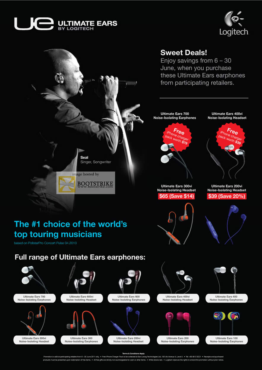 PC Show 2011 price list image brochure of EpiCentre Logitech Earphones Ultimate Ears 700 400vi 300vi 200vi 700 600vi 600 400vi 400 300vi 300 200vi 200 100