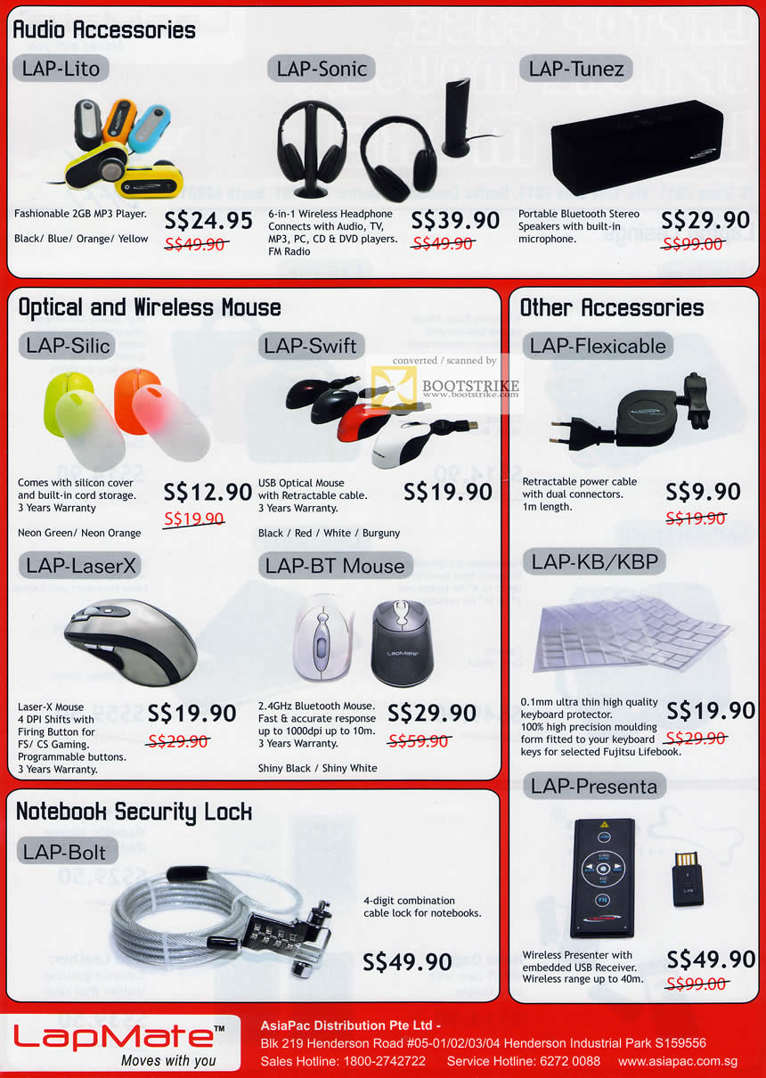 PC Show 2011 price list image brochure of Fujitsu LapMate Audio Lite Sonic Tunez Mouse Silic Swift LaserX Flexicable KB KBP Security Lock Bolt Presenta Wireless Presenter