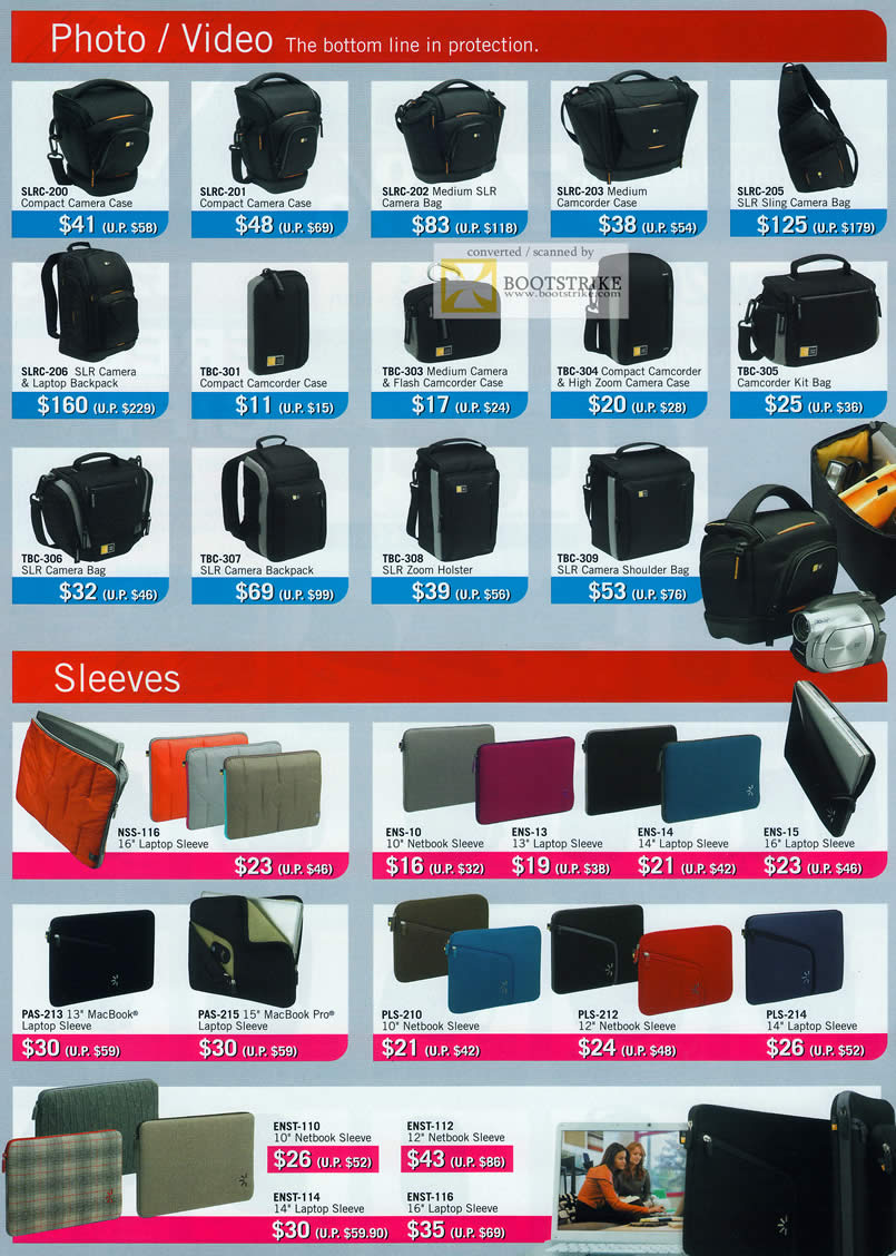 PC Show 2011 price list image brochure of Headphones Gallery Caselogic Bags Camera Case Camcorder SLR Sling Backpack Notebook Flash High Zoom Holister Sleeve Netbook