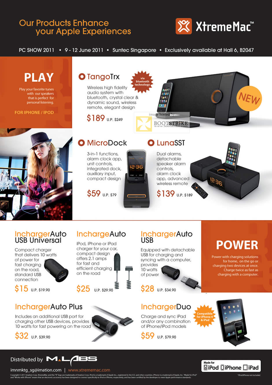 PC Show 2011 price list image brochure of KJC XtremeMac IPhone IPod Dock TangoTrx MicroDock LunaSST Incharger