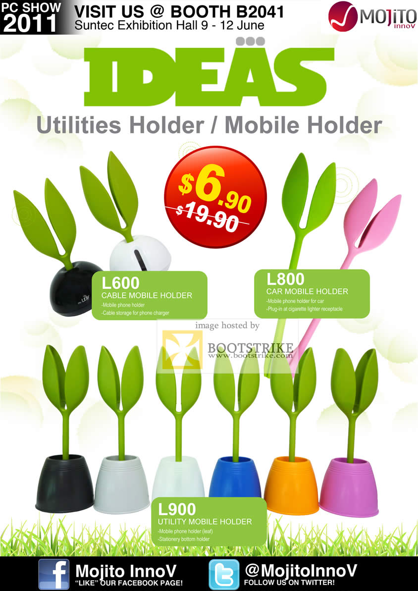 PC Show 2011 price list image brochure of Mojito Ideas Cable Car Mobile Holder L600 L800 L900