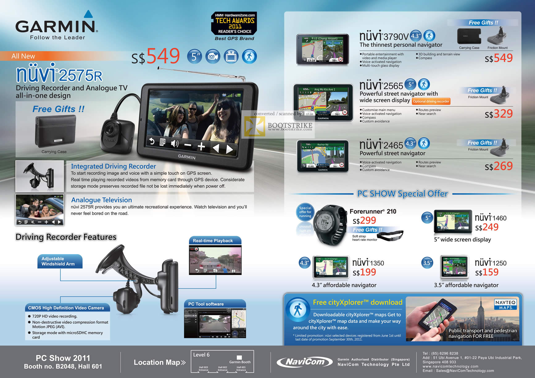 PC Show 2011 price list image brochure of Navicom Garmin GPS Navigation Nuvi 2575R TV 3790V 2565 2465 1350 1460 1250 Forerunner 210