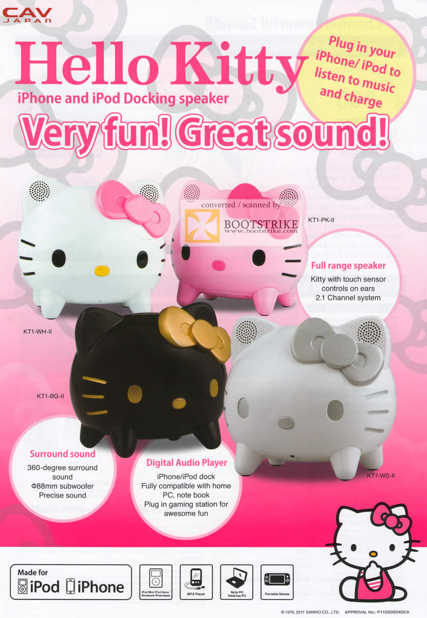 PC Show 2011 price list image brochure of Pacific City Hello Kitty IPhone IPod Docking Speaker Features