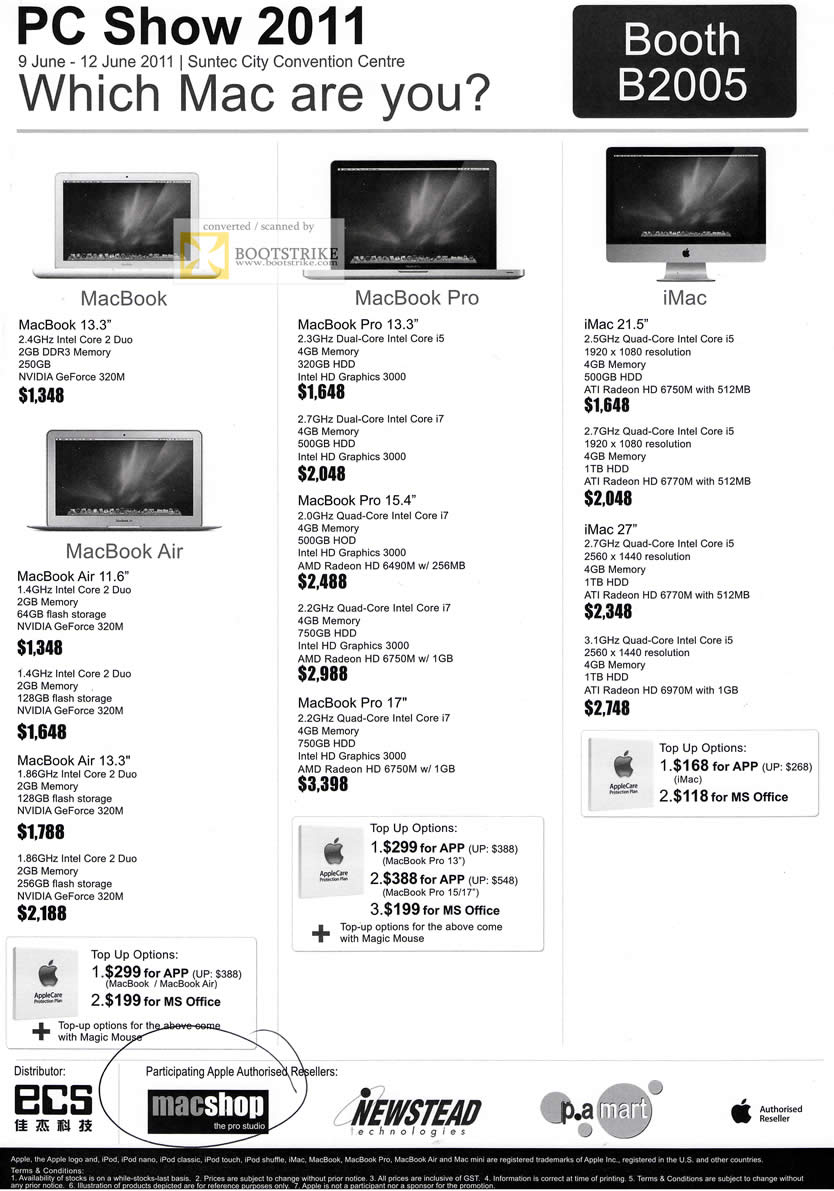 PC Show 2011 price list image brochure of Pacific City Notebooks Desktop PC Apple MacBook Air Pro IMac