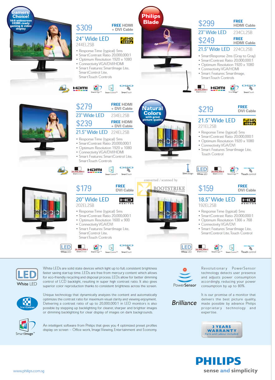 PC Show 2011 price list image brochure of Philips Monitors LED 244EL2SB 234CL2SB 224CL2SB 234EL2SB 224EL2SB 221EL2SB 202EL2SB 192EL2SB