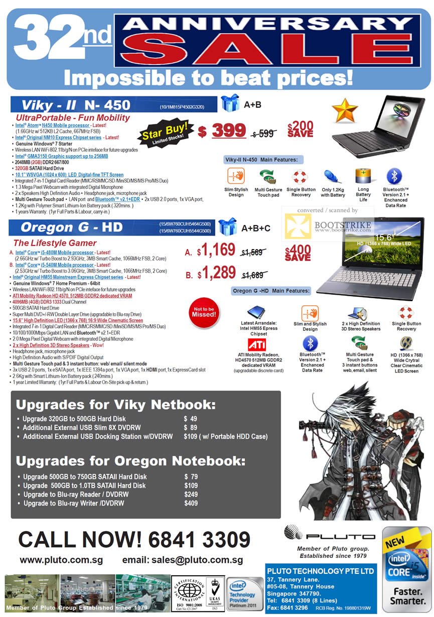 PC Show 2011 price list image brochure of Pluto Notebooks Viky II N-450 Oregon G-HD